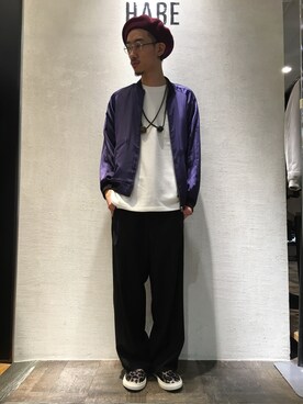 「HARE（ハレ）のアイテム（ハンチング/ベレー帽）」を使った、青木/HAREHEPFIVEさん（メンズ・174cm）の秋コーディネート