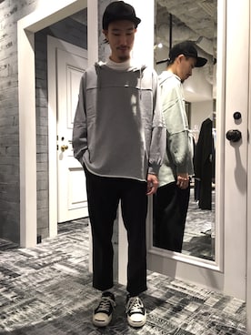 「HARE（ハレ）のアイテム（キャップ）」を使った、青木/HAREHEPFIVEさん（メンズ・174cm）の秋コーディネート