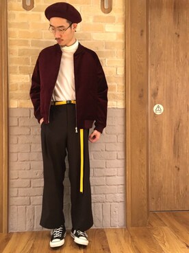 「HARE（ハレ）のアイテム（ハンチング/ベレー帽）」を使った、青木/HAREHEPFIVEさん（メンズ・174cm）の秋コーディネート
