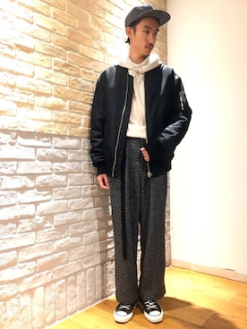 「HARE（ハレ）のロングガチャベルト(HARE)（ベルト）」を使った、青木/HAREHEPFIVEさん（メンズ・174cm）の秋コーディネート