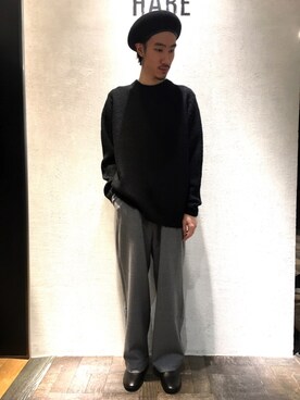 「HARE（ハレ）のアイテム（ハンチング/ベレー帽）」を使った、青木/HAREHEPFIVEさん（メンズ・174cm）の秋コーディネート