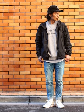 「DIESEL（ディーゼル）のアイテム（ジャケット/アウター）」を使った、Decoさん（メンズ・170cm）の秋コーディネート