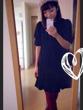 「赤タイツ」｜「アイテム（ハンチング/ベレー帽）」を使った、ゆみちょりさん（レディース・160cm）の春コーディネート