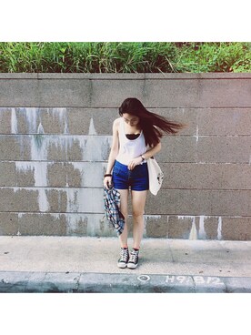 「アイテム（アンダーウェア、ブラック系）」を使った、以晨🍁さん（レディース・163cm）の秋コーディネート