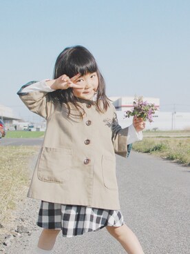 「Handmade（ハンドメイド）のアイテム（ノーカラージャケット）」を使った、mmmmnnnさん（キッズ・100cm）の春コーディネート