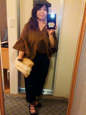 「フレアスリーブ」｜atsukoさん（レディース・158cm）の秋コーディネート