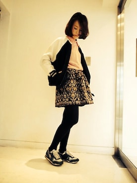 「MARANT ETOILE（マランエトワール）のアイテム（スタジャン）」を使った、MOGGIE CO-OP STAFFさん（レディース・161cm）の秋コーディネート