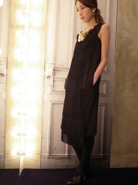「DRIES VAN NOTEN（ドリスヴァンノッテン）のアイテム（ワンピース/ドレス）」を使った、MOGGIE CO-OP STAFFさん（レディース・168cm）の冬コーディネート