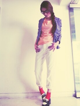 「ISABEL MARANT（イザベルマラン）のアイテム（テーラードジャケット）」を使った、MOGGIE CO-OP STAFFさん（レディース・168cm）の春コーディネート