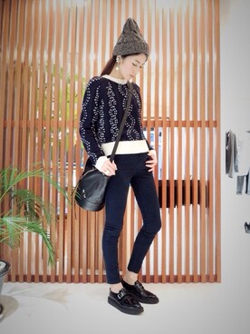「YMC（ワイエムシー）のアイテム」を使った、MOGGIE CO-OP STAFFさん（レディース・168cm）の冬コーディネート
