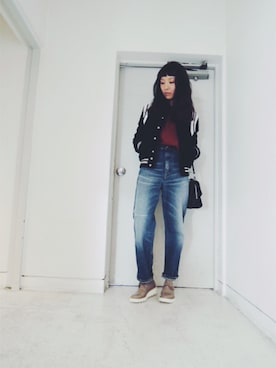 「SAINT LAURENT PARIS（サンローランパリ）のアイテム（ジャケット/アウター）」を使った、MOGGIE CO-OP STAFFさん（レディース・161cm）の夏コーディネート