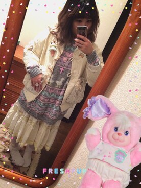 「ファンシー」｜「アイテム（ジャケット/アウター）」を使った、ゆいゆいさん（レディース・155cm）の春コーディネート