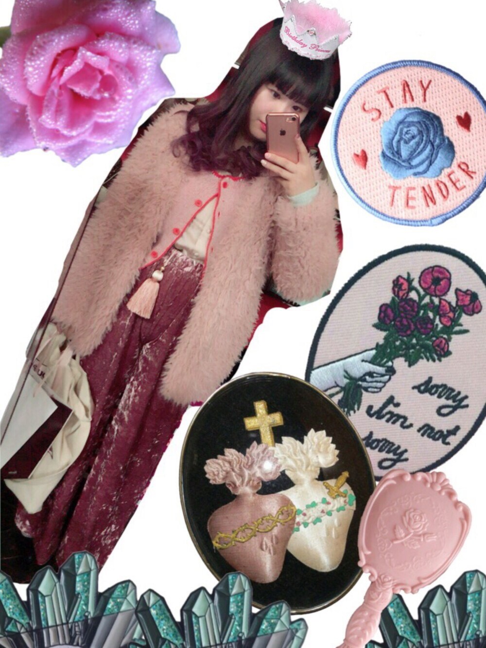 「ootd、モコモコアウター、トレンド、ベロアパンツ、ピンク、プチプラ、レースアップシューズ、タッセル、カジュアル、オトナカジュアル」｜「ems exciteのアイテム（ブルゾン、ピンク系）」を使った、ゆいゆいさん（レディース・155cm）の冬コーディネートの1枚目の写真
