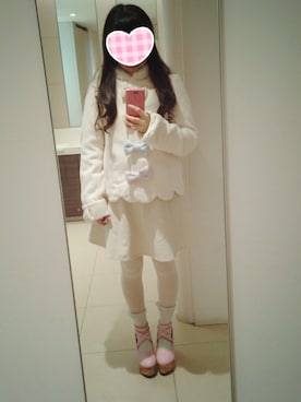 「オールホワイト」｜「アイテム（ダッフルコート）」を使った、しまこさん（レディース・146cm）の冬コーディネート