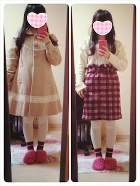 「肩フリル」｜「アイテム（その他アウター）」を使った、しまこさん（レディース・146cm）の冬コーディネート