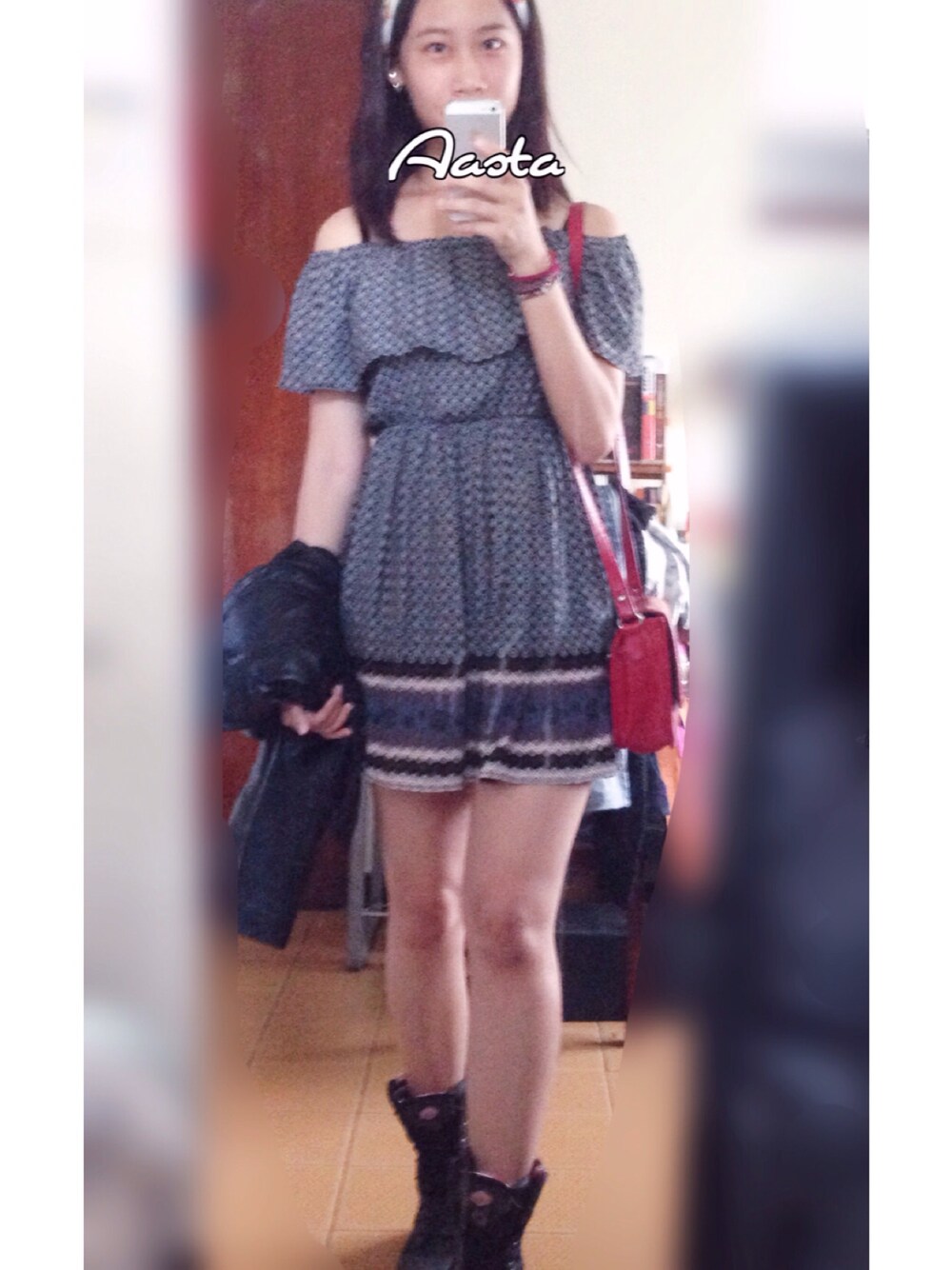 「ootd、girly  style 、dateonsunday」｜「PALLADIUMのアイテム（ブーツ、ブラック系）」を使った、Aasta ＊Asukaさん（レディース・162cm）の秋コーディネートの1枚目の写真