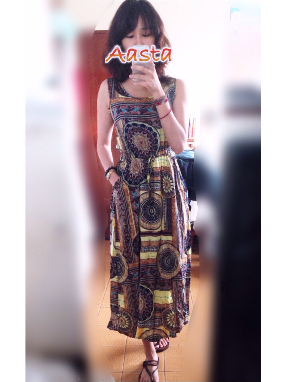 「likesummer、sun&beach」｜「MANAのアイテム（サンダル、ブラウン系）」を使った、Aasta ＊Asukaさん（レディース・162cm）の秋コーディネートの1枚目の写真
