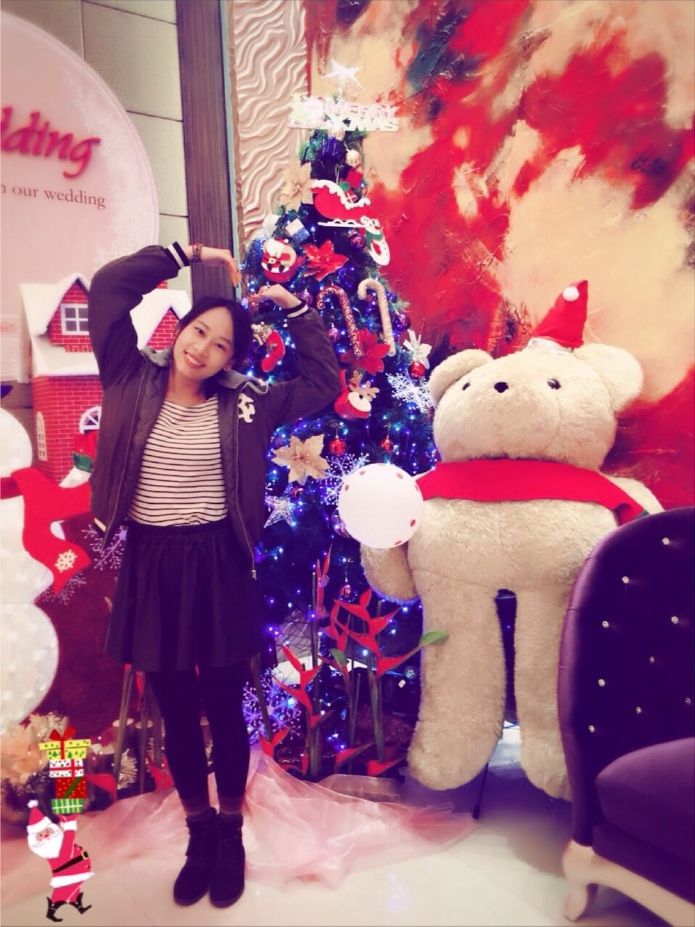 「MERRYCHRISTMAS」｜「Discovery Islandのアイテム（ジャケット/アウター、グリーン系）」を使った、Aasta ＊Asukaさん（レディース・162cm）の冬コーディネートの1枚目の写真