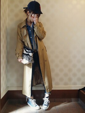 「Ungrid（アングリッド）のインディゴフレイドヘムストスリ（デニムパンツ）」を使った、ayunさん（レディース・155cm）の春コーディネート