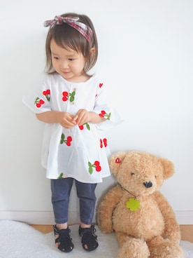 「petit main（プティマイン）のアイテム（シューズ）」を使った、mana.yunaさん（キッズ・80cm）の夏コーディネート