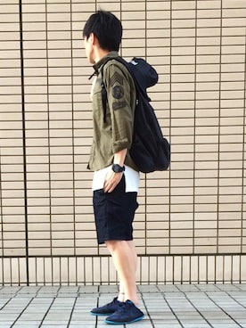 「F.C.R.B.（エフシーアールビー）のアイテム（サンダル）」を使った、カズさん（メンズ・177cm）の夏コーディネート