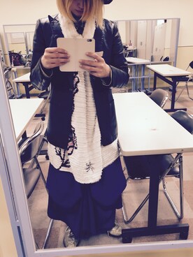 「ミックススタイル」｜「アイテム（その他アウター）」を使った、詩さん（レディース・160cm）の冬コーディネート