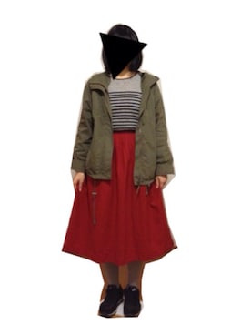 「ehka sopo（エヘカソポ）のアイテム（ミリタリージャケット）」を使った、ayakoさん（レディース・160cm）の冬コーディネート