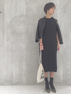 「kaene（カエン）のアイテム（ジャケット/アウター）」を使った、西本早希さん（レディース・160cm）の春コーディネート