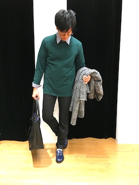 「KATHARINE HAMNETT LONDON （キャサリンハムネットロンドン）のアイテム（チェスターコート）」を使った、はまさき けんさん（メンズ・168cm）の秋コーディネート