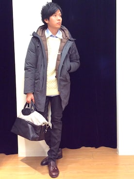 「KATHARINE HAMNETT LONDON （キャサリンハムネットロンドン）のアイテム（ダウンジャケット/コート）」を使った、はまさき けんさん（メンズ・168cm）の冬コーディネート