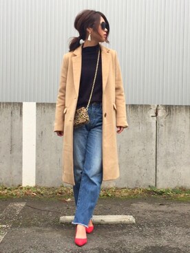 「EGOIST（エゴイスト）のアイテム（チェスターコート）」を使った、Miiさん（レディース・159cm）の秋コーディネート