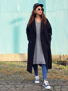 「EGOIST（エゴイスト）のアイテム（チェスターコート）」を使った、Miiさん（レディース・159cm）の冬コーディネート