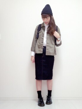 「Dr. Martens（ドクターマーチン）のDr.Martens (ドクターマーチン)/1461 3EYE GIBSON SHOES（その他シューズ）」を使った、eicoさん（レディース・158cm）の春コーディネート