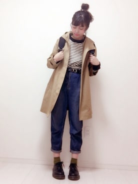 「Dr. Martens（ドクターマーチン）のDr.Martens (ドクターマーチン)/1461 3EYE GIBSON SHOES（その他シューズ）」を使った、eicoさん（レディース・158cm）の秋コーディネート