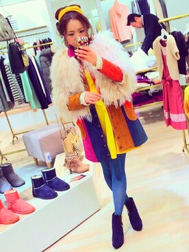 「used mix」｜「アイテム（ステンカラーコート）」を使った、yuka_atsutaさん（レディース・154cm）の冬コーディネート
