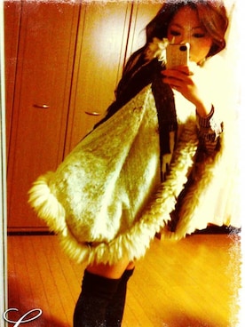 「あったかいんだから」｜「アイテム（ポンチョ）」を使った、yuka_atsutaさん（レディース・154cm）の冬コーディネート