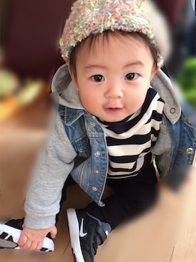 「sense of wonder（センスオブワンダー）のアイテム（帽子）」を使った、eityさん（キッズ・70cm）の冬コーディネート