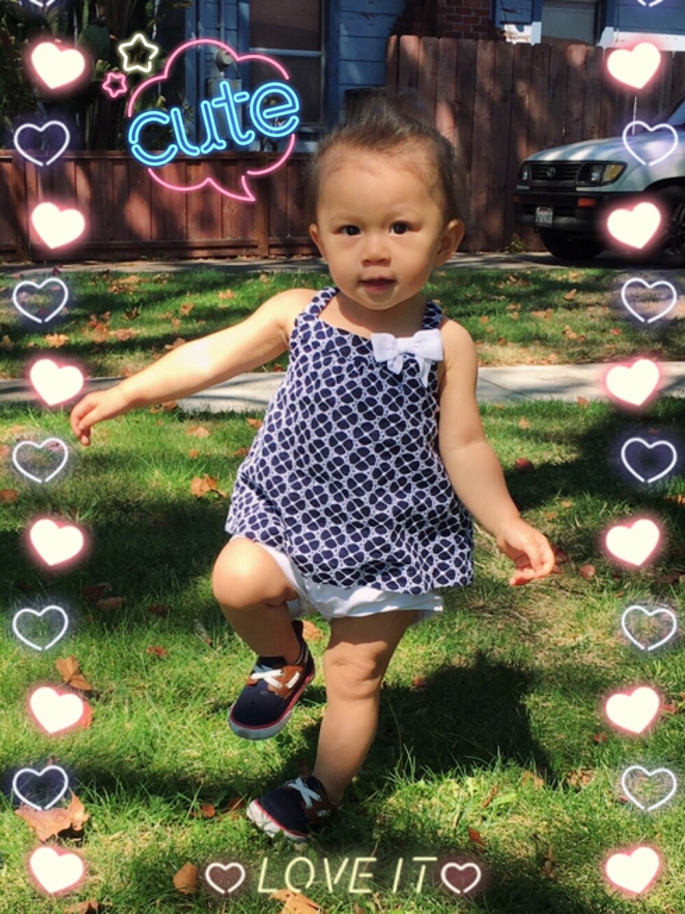 「baby、summer、Cute、Kawaii、boat trip、casual、blue、ootd」｜「Janie and Jackのアイテム（タンクトップ、ブルー系）」を使った、Hello Annieさん（キッズ・61cm）の秋コーディネートの1枚目の写真