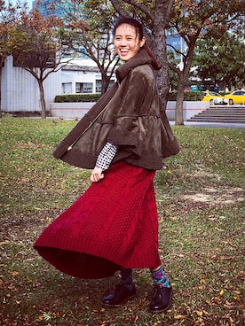 「red」｜「アイテム（ブーティ）」を使った、#HeidiStyleさん（レディース・161cm）の冬コーディネート