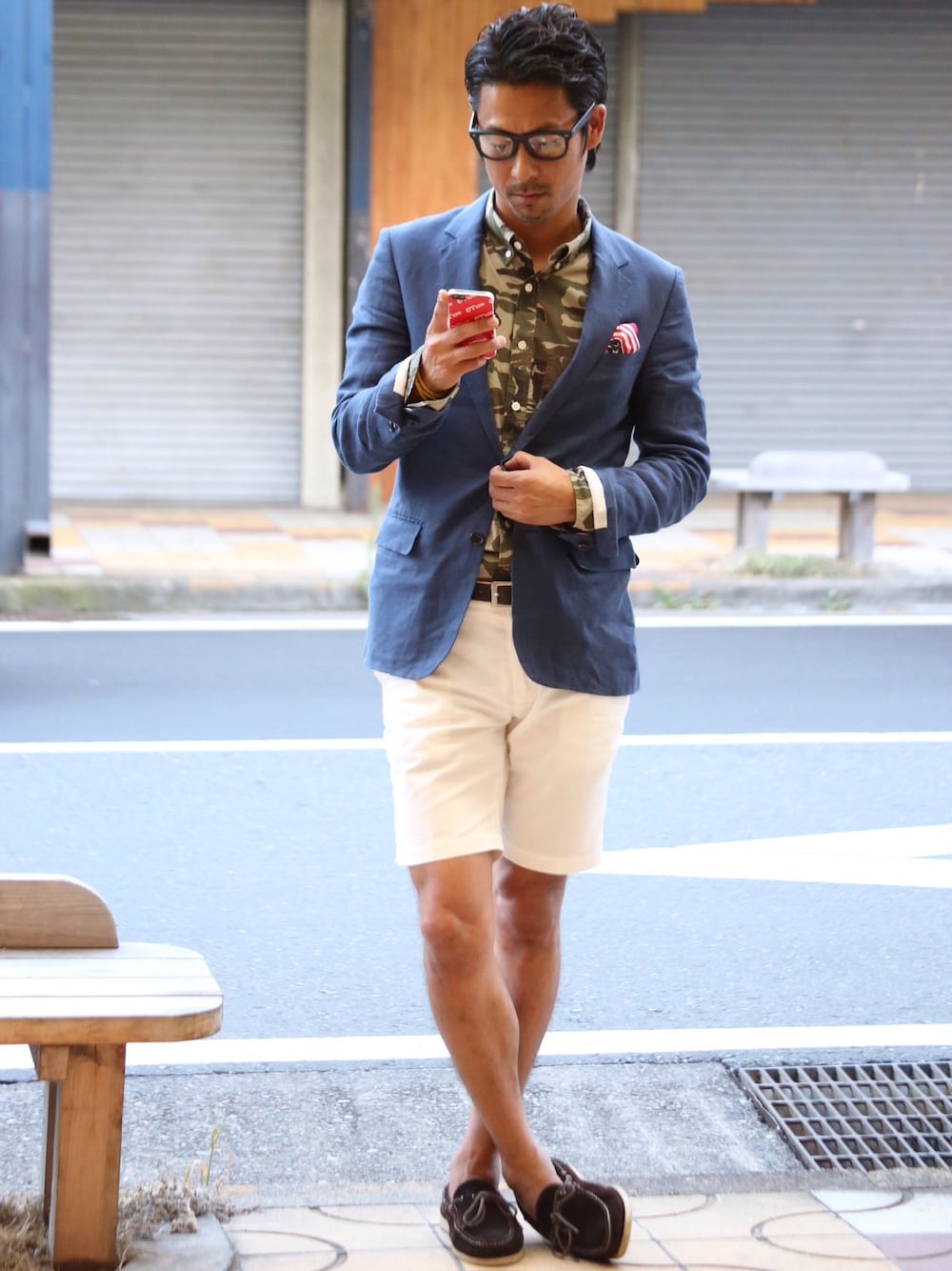 「DELUXEの"RAY" L/S B.D Shirts（シャツ/ブラウス、その他）」を使った、杉本一さん（メンズ・178cm）の夏コーディネートの1枚目の写真
