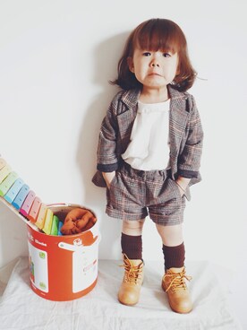 「アイテム（セットアップ）」を使った、wyyiiiiさん（キッズ・80cm）の秋コーディネート