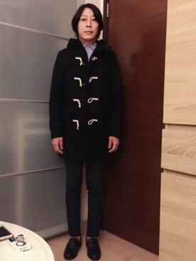 「BEAUTY&YOUTH UNITED ARROWS（ビューティーアンドユースユナイテッドアローズ）のアイテム（ダッフルコート）」を使った、Eddie さん（メンズ・168cm）の冬コーディネート