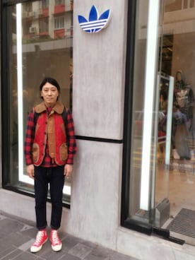 「JUNYA WATANABE MAN（ジュンヤワタナベマン）のアイテム（ダウンベスト）」を使った、Eddie さん（メンズ・168cm）の冬コーディネート
