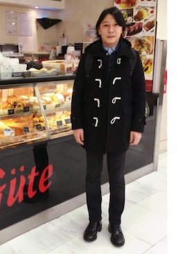 「BEAUTY&YOUTH UNITED ARROWS（ビューティーアンドユースユナイテッドアローズ）のアイテム（ダッフルコート）」を使った、Eddie さん（メンズ・168cm）の冬コーディネート