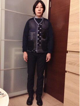 「JUNYA WATANABE MAN（ジュンヤワタナベマン）のアイテム（ダウンベスト）」を使った、Eddie さん（メンズ・168cm）の冬コーディネート