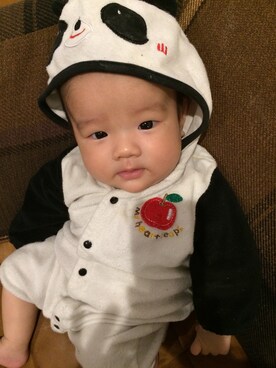 「アイテム（ロンパース、ブラック系）」を使った、haruさん（キッズ・50cm）の冬コーディネート