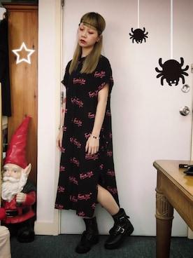 「halloween」｜「アイテム（シャツワンピース）」を使った、ekeeさん（レディース・166cm）の秋コーディネート