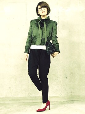 「chanel」｜「アイテム（ライダースジャケット）」を使った、DJ KITKUTさん（レディース・163cm）の春コーディネート