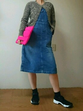 「ナイキスニーカー」｜「アイテム（サロペット/オーバーオール）」を使った、momさん（レディース・157cm）の秋コーディネート
