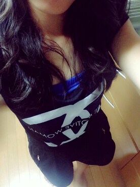 「LIPSERVICE（リップサービス）のアイテム（その他パンツ、ブラック系）」を使った、みさきさん（レディース・150cm）の夏コーディネート